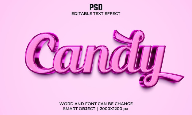 Candy 3d editable text effect Premium Psd with background