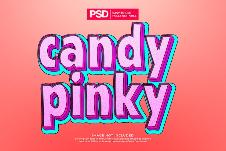 PSD candy 3d editable text effect