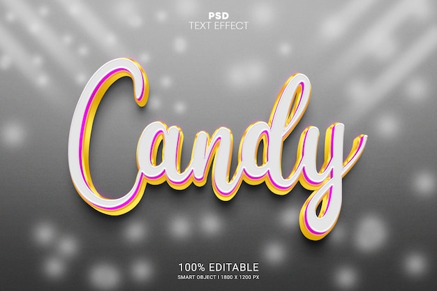 Candy 3d Psd Conception D'effets De Texte Modifiables