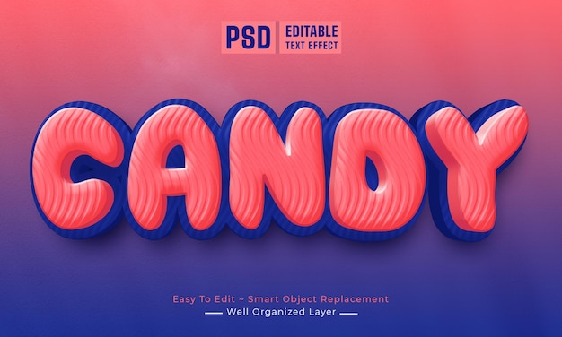 PSD candy 3d-stil bearbeitbarer texteffekt