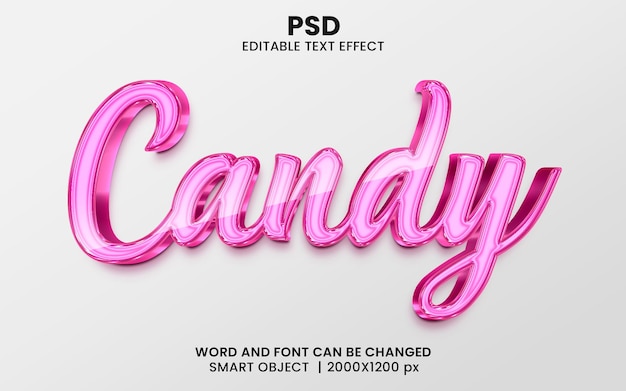 Candy 3d Style D'effet De Texte Photoshop Modifiable Avec Arrière-plan