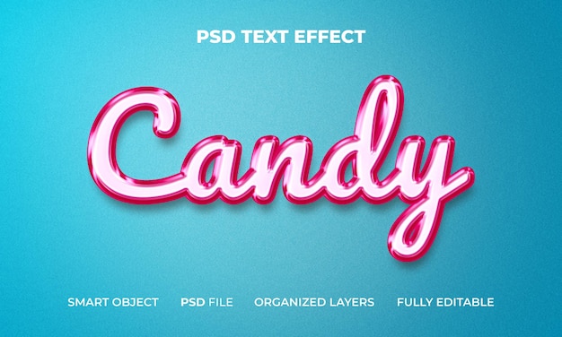 Candy 3d texto y logotipo efecto plantilla psd