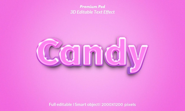 Candy 3d-textstil-effekt-psd-vorlage premium psd