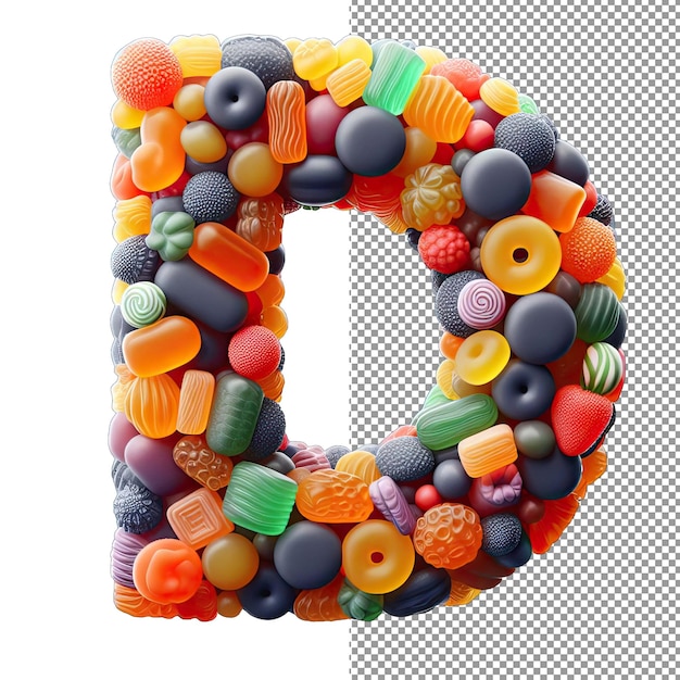 PSD candy characters single 3d gummy letter in durchsichtiger pracht