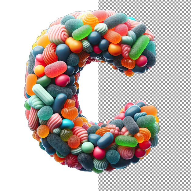 PSD candy characters single 3d gummy letter in durchsichtiger pracht