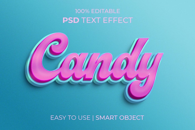 candy editable 3d text effect design