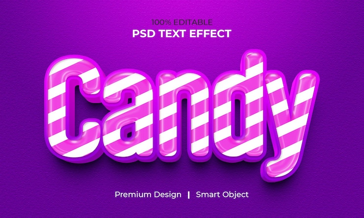 PSD candy editable 3d text effect template