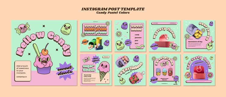 PSD candy pastel colors  instagram posts