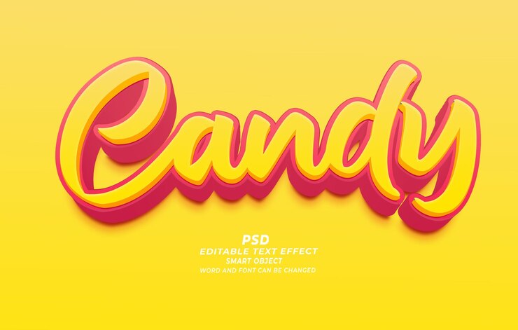 PSD candy psd 3d efecto de texto editable