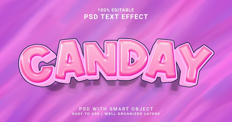 PSD candy psd 3d text effect fully editable high quality