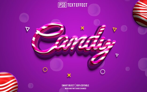 candy text effect font editable typography 3d text