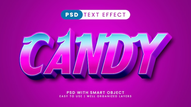 Candy texteffekt editierbarer süßer und bunter textstil