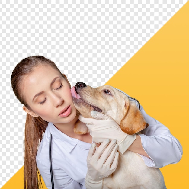 Cane felice con il dottore