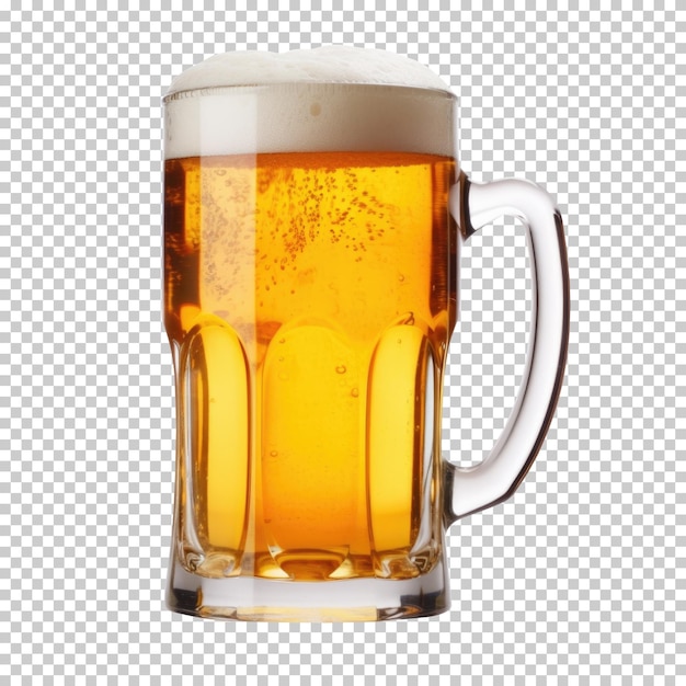 Caneca de cerveja isolada em fundo transparente