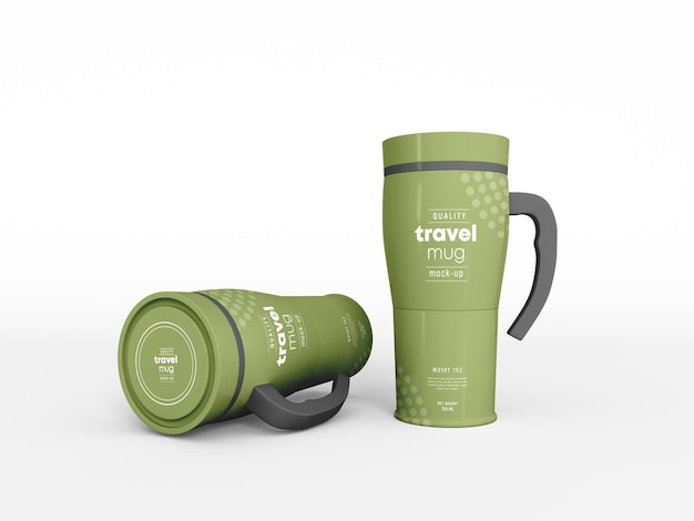 Caneca de viagem com maquete de capa protetora
