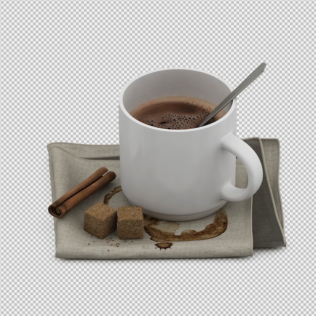 PSD caneca isométrica 3d render