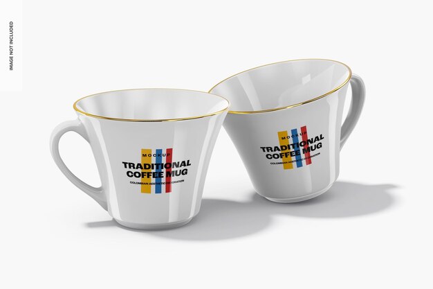 Canecas de café tradicionais, inclinadas