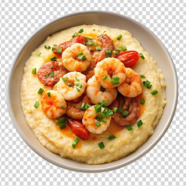 PSD cangrejo y arroz con cebollas verdes y pimientos rojos sobre un fondo transparente