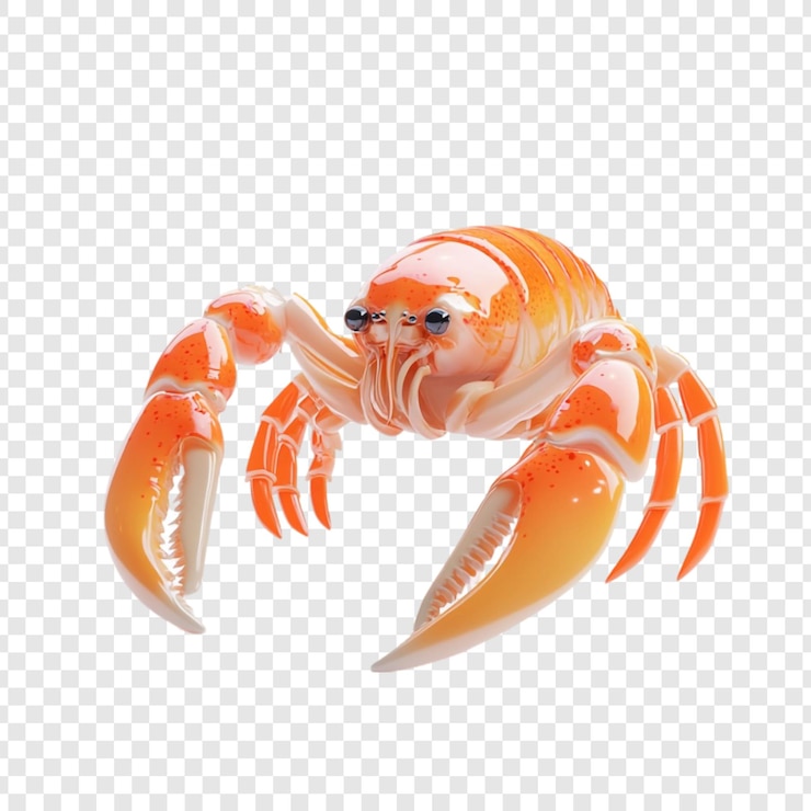 PSD el cangrejo naranja vibrante 3d render es una criatura marina linda, diversión de verano.
