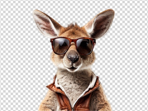 PSD un canguro lindo con gafas de sol en un fondo transparente