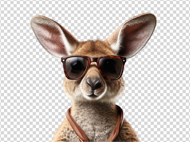 PSD un canguro lindo con gafas de sol en un fondo transparente