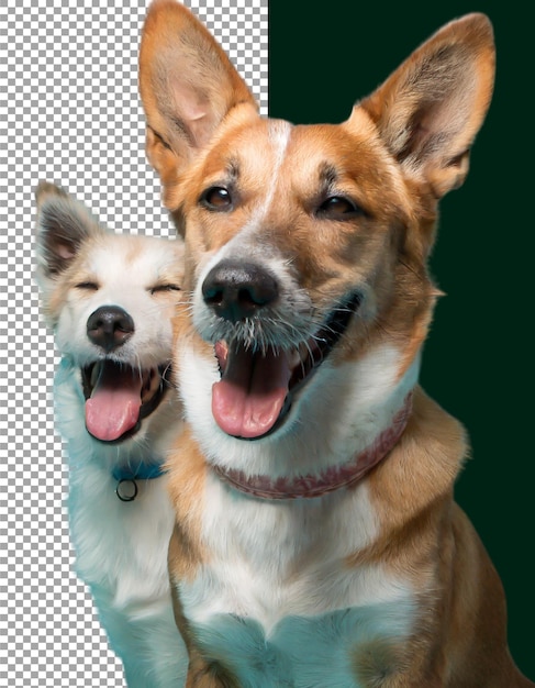 Cani carini con orecchie soffici e pose giocose su uno sfondo trasparente png psd