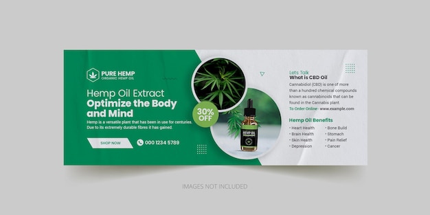 PSD cannabis-hanf-produkt-cbd-öl-social-media-banner-vorlage