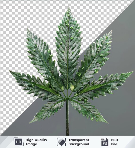 PSD cannabisblatt auf einem grauen hintergrund