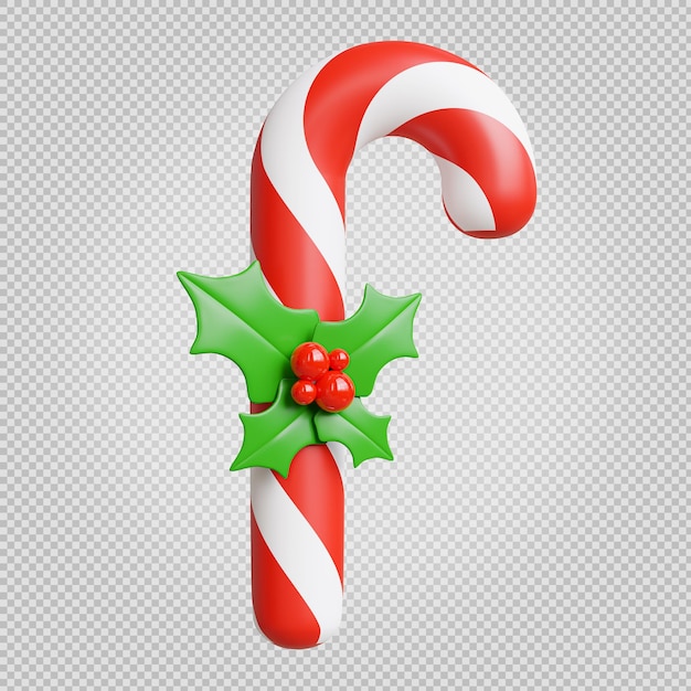 PSD canne en bonbon de noël rouge 3d