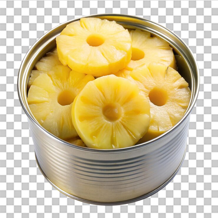 Canned pineapple slice on transparent background