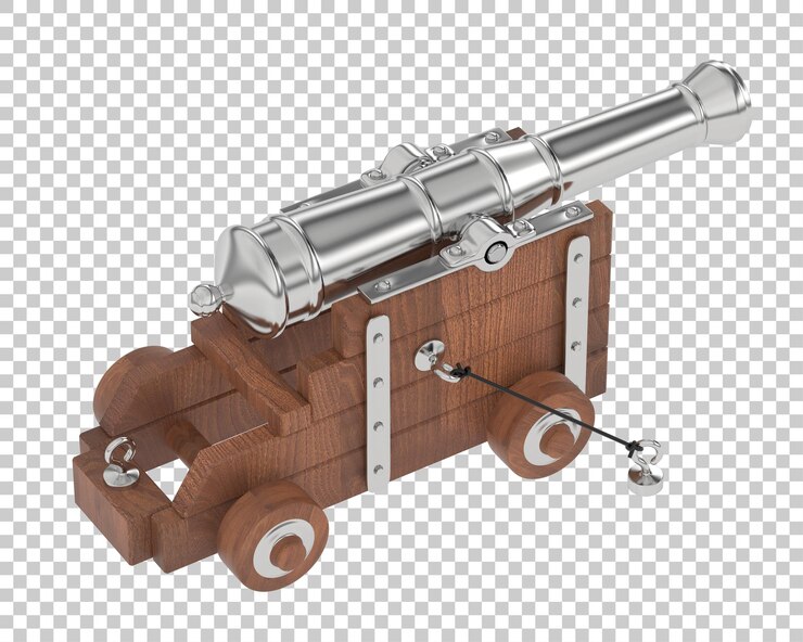 PSD canon aislado en fondo transparente ilustración de renderizado 3d