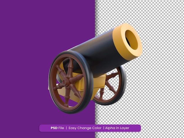 PSD canon de icono de ramadán de renderizado 3d