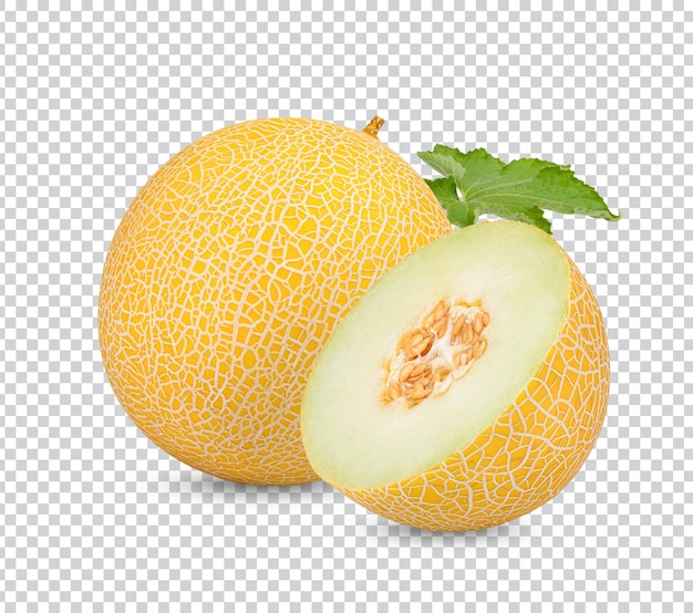 Cantaloup avec des feuilles isolées