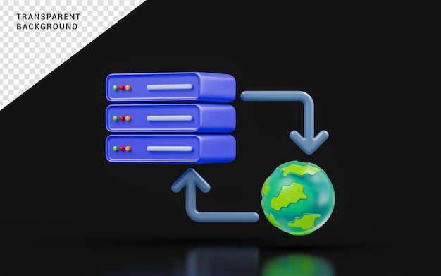 PSD canto de globo con morfismo de vidrio de almacenamiento sobre fondo oscuro concepto de renderizado 3d para servidor de alojamiento