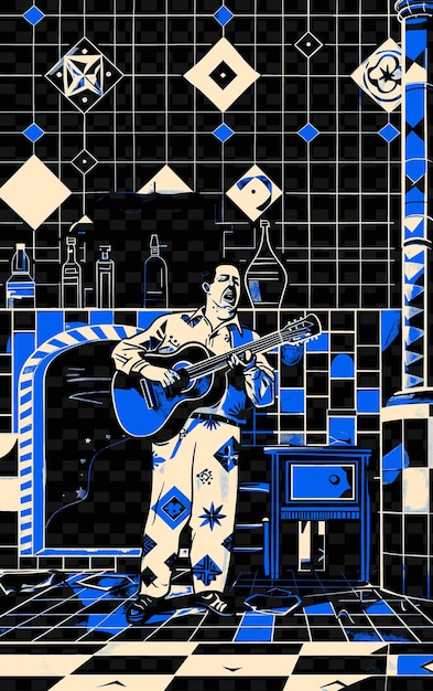 Cantor de fado se apresentando em uma taverna tradicional portuguesa wi vector ilustração poster de música ideia