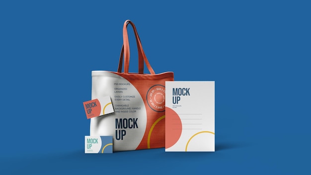 Canvas Tasche Letterhad Buciness Card Mockup Design isoliert