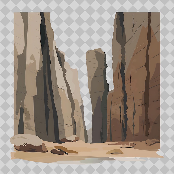 PSD canyons de caixa dentro de uma silhueta paisagem retangular é enclo png aquarela designs art