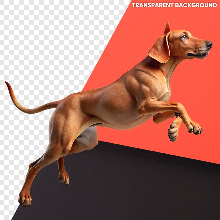 PSD cão 3d bonito bloodhound saltando com fundo transparente