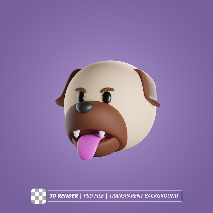PSD cão 3d render imagens isoladas