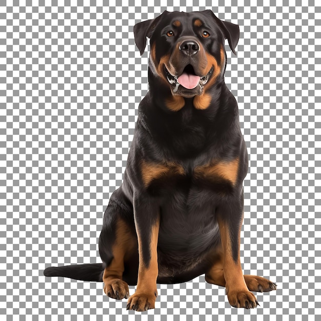 Cão bonito da raça rottweiler isolado em fundo transparente
