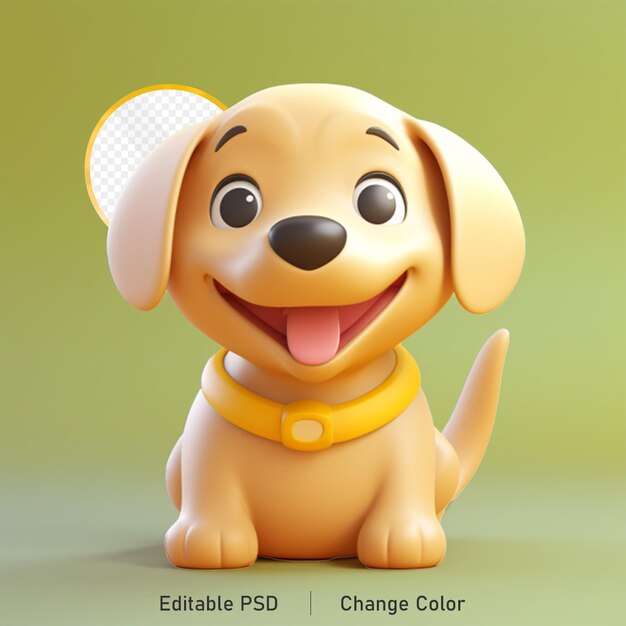 PSD cão bonito em psd 3d