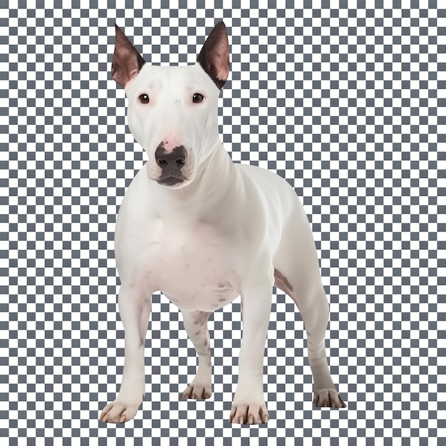 Cão da raça bull terrier isolado em um fundo transparente