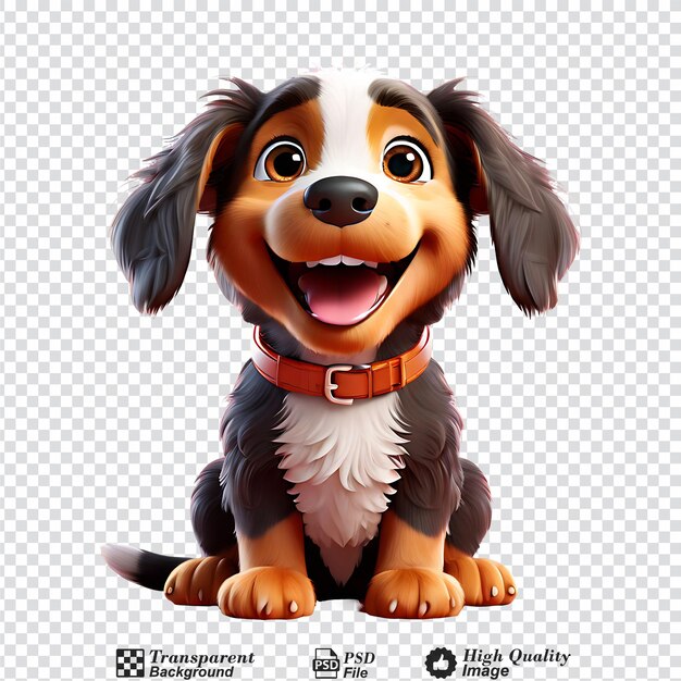 PSD cão de desenho animado 3d isolado em fundo transparente