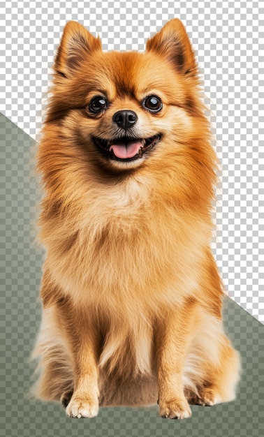 Cão de Pomerânia feliz sentado em um fundo branco cortado em stock png