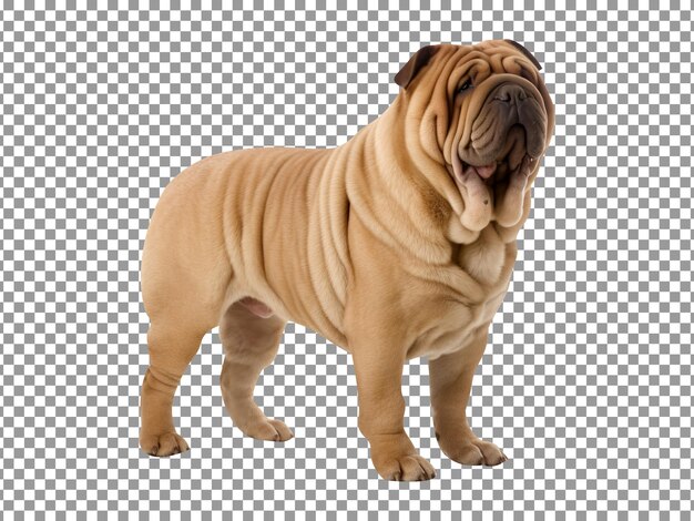 Cão de raça shar pei chinês bonito isolado em fundo transparente