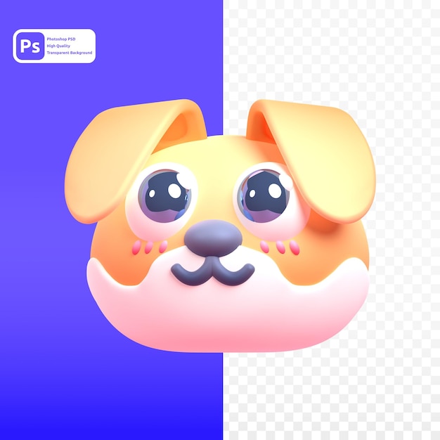 PSD cão em renderização 3d para apresentação na web de ativos gráficos ou outros