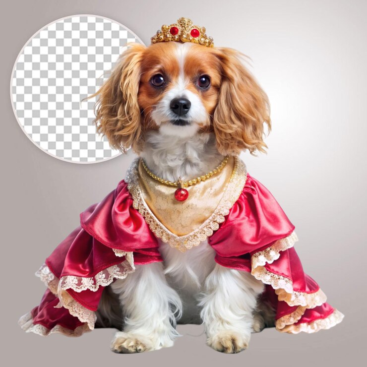 PSD cão feliz vestido isolado em fundo transparente