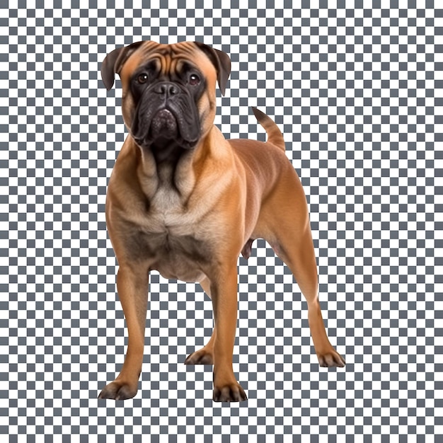 Cão grande da raça bullmastiff isolado em um fundo transparente