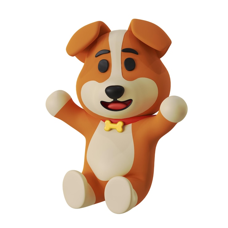PSD cão sentado mascote animal 3d