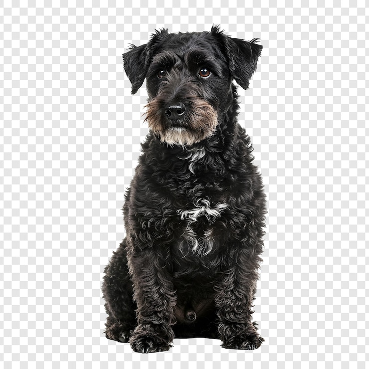 PSD cão terrier negro sentado